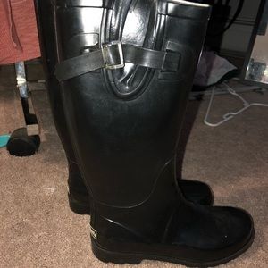 Black rain boots